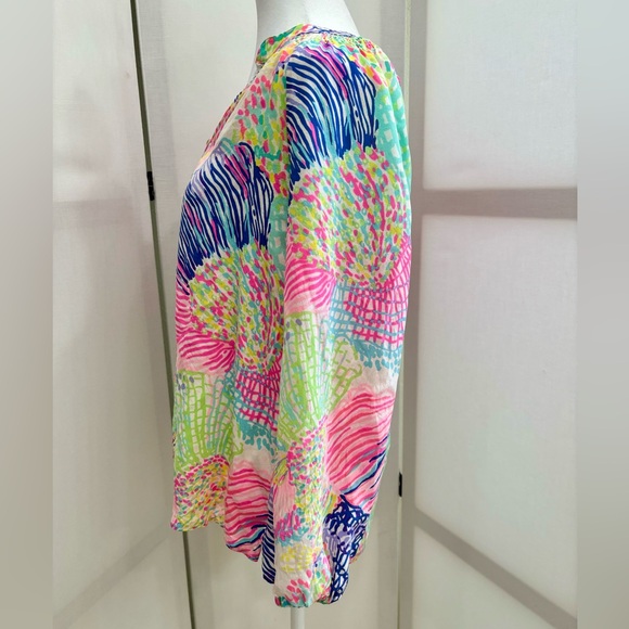 Lilly Pulitzer 100% Silk Tunic Top. Amelia Island Roar of the Seas. Size Medium - Picture 5 of 11